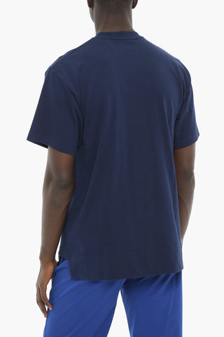 Asymmetrical Crewneck T-Shirt with Embroidered Logo