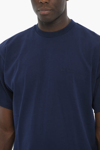 Asymmetrical Crewneck T-Shirt with Embroidered Logo