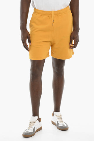 Shorts in Cotone Garzato con Logo Ricamato