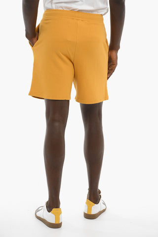 Shorts in Cotone Garzato con Logo Ricamato