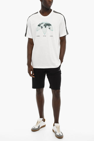 Embossed Logo UNITED Crew-Neck T-shirt with Contrasting Bands