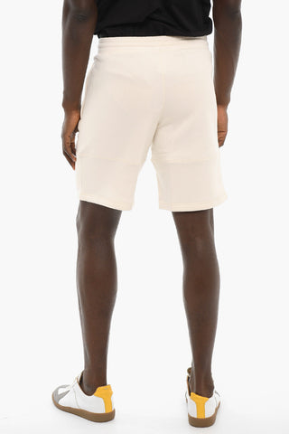 Solid Color Fleeced-Cotton Shorts with Drawstring on the Waist