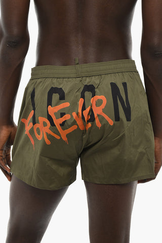 ICON Stretch Nylon Swim Shorts with Contrasting Print
