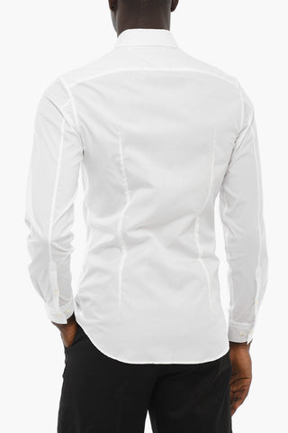 Poplin Cotton Shirt with Two-Tone Collar
