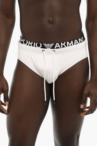 EMPORIO Solid Color Swim Brief with Logoed Elastic Band