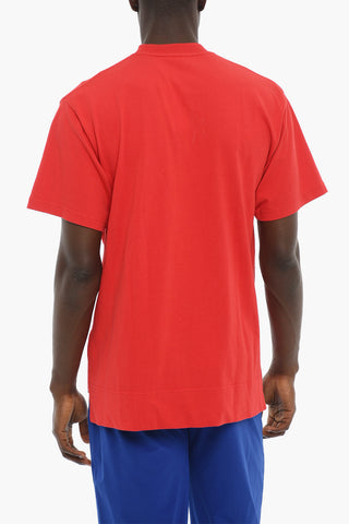 Solid Color ACADEMY Crew-neck T-Shirt with Embroidered Logo