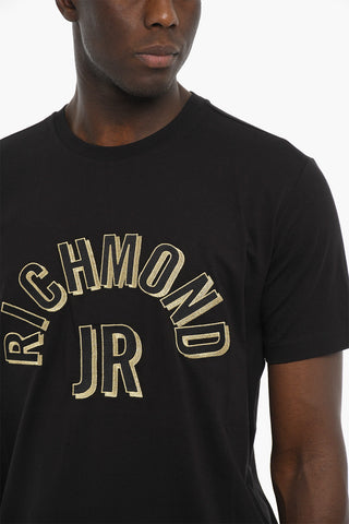 Crew-neck T-shirt with Lurex Logo Embroidery