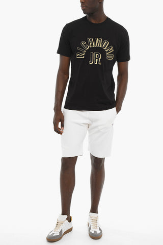 Crew-neck T-shirt with Lurex Logo Embroidery