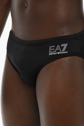 EMPORIO Solid Color Swim Brief with Printed Contrasting Logo