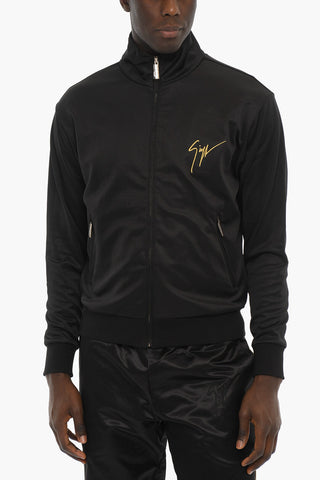 Zip-up Sweatshirt with Contrasting Logoed Embroidery