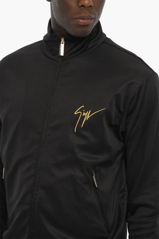 Zip-up Sweatshirt with Contrasting Logoed Embroidery