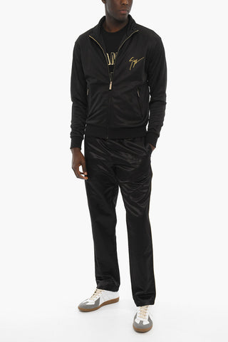 Zip-up Sweatshirt with Contrasting Logoed Embroidery