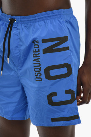 ICON Costume da Bagno Boxer con Logo Stampato a Contrasto