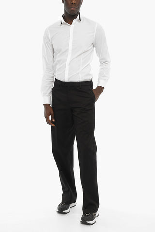 Pantaloni Wide Tube Fit in Cotone Stretch