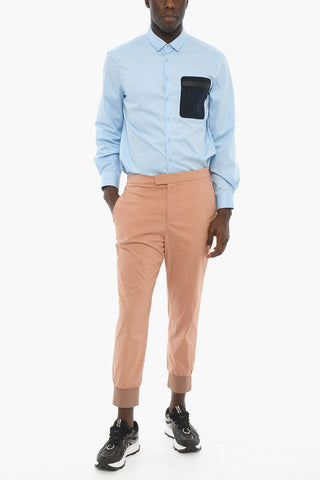 Pantaloni Slim Fit a Tinta Unita e Vita Regolare