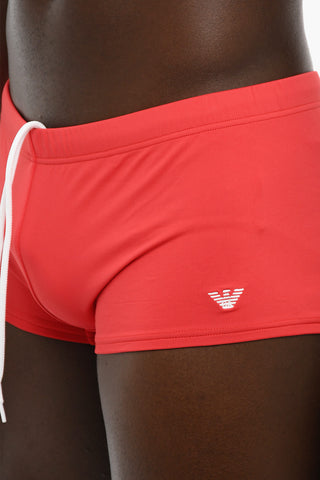 EMPORIO Solid Color Swim Trunk with Embroidered Logo