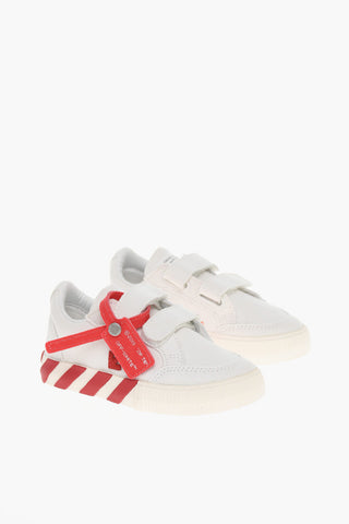 Cotton VULCANIZED Low-Top Sneakers with Touch Strap Closure and Suede Detail