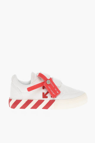 Cotton VULCANIZED Low-Top Sneakers with Touch Strap Closure and Suede Detail
