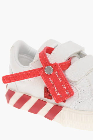 Cotton VULCANIZED Low-Top Sneakers with Touch Strap Closure and Suede Detail