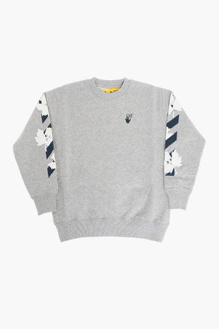 Brushed Cotton Crew-neck Sweatshirt with Contrasting Print