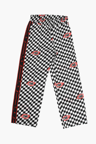 Technical Fabric Checked CHESSBOARD Pants with All over Off Print