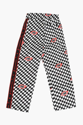 Technical Fabric Checked CHESSBOARD Pants with All over Off Print