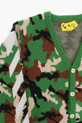 Camouflage Cardigan with V-Neck
