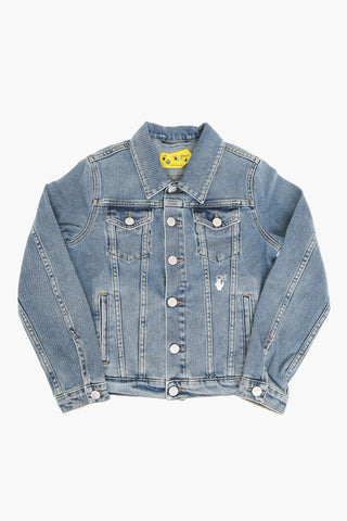 Giubbotto in Denim con Bottoni Argentati