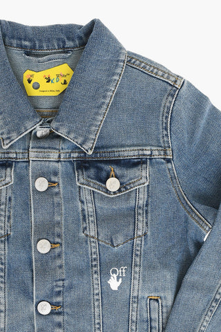 Giubbotto in Denim con Bottoni Argentati