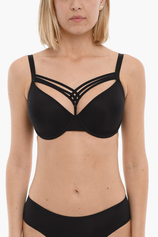 Solid-Color Bra with Cut-Out Details