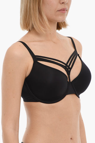 Solid-Color Bra with Cut-Out Details