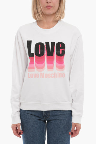 LOVE Felpa Girocollo Leggera con Logo in Strass