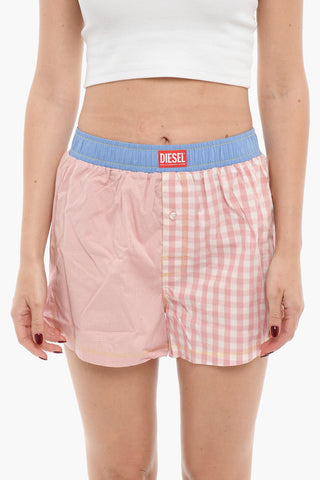 Checked Cotton UNISEX Boxer-Shorts with Drawstring Waist