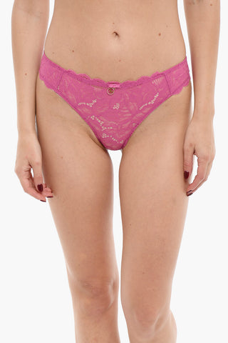 EMPORIO Solid Color Lace Slip with Golden Logo