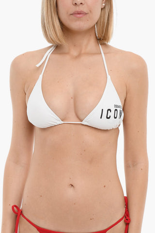 ICON Triangle Bikini Top with Printed Contrasting Logo