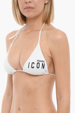 ICON Triangle Bikini Top with Printed Contrasting Logo