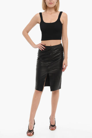 Leather CHIA Pencil Skirt with Side Zip