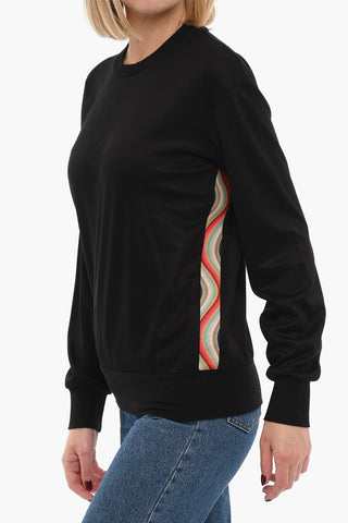 Light Crewneck Sweatshirt with Colored Side Bands