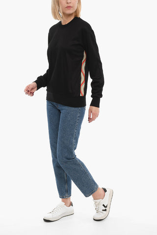 Light Crewneck Sweatshirt with Colored Side Bands