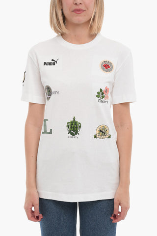 LIBERTY T-Shirt Girocollo Decorata con Ricami e Stampe