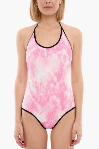 Tie Dye Effect One-piece Swimsuit with Contrasting Trim
