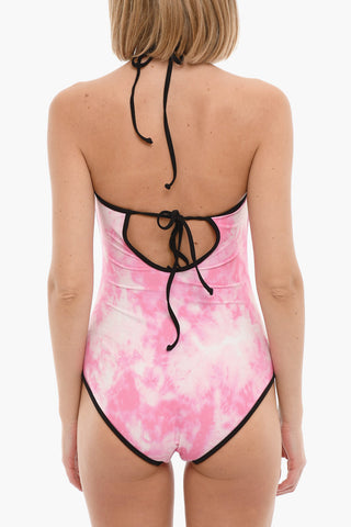 Tie Dye Effect One-piece Swimsuit with Contrasting Trim