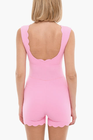  Stretch Nylon ONESIE Romper Suit with Scalloped Edge