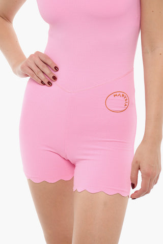  Stretch Nylon ONESIE Romper Suit with Scalloped Edge