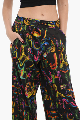 Patterned Cotton Wide Leg Pants