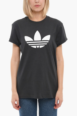 Crew-neck T-Shirt with Printed Contrasting Logo