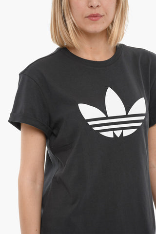 Crew-neck T-Shirt with Printed Contrasting Logo