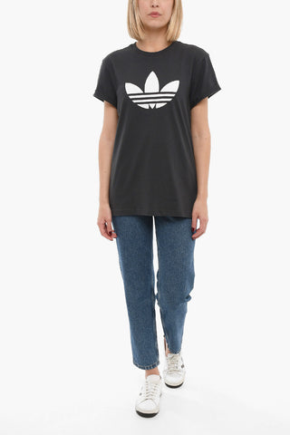 Crew-neck T-Shirt with Printed Contrasting Logo