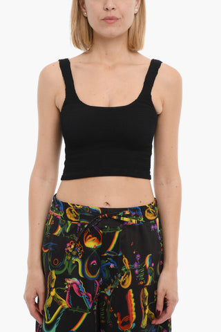 Top Crop in Nylon Stretch a Tinta Unita