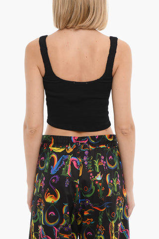 Top Crop in Nylon Stretch a Tinta Unita